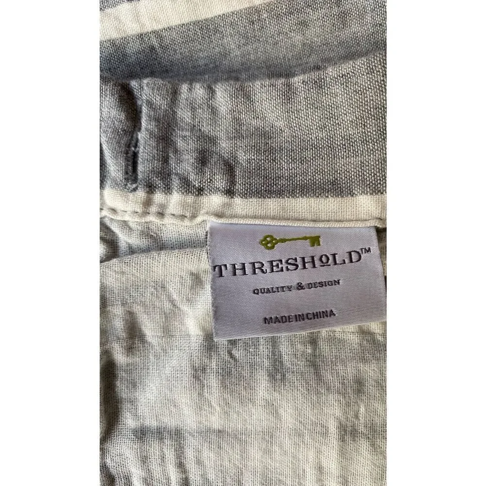 Threshold Blocked Striped Farmhouse Shower Curtain